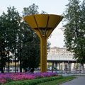 Monument to Olympic bear and bowl of the Olympic flame